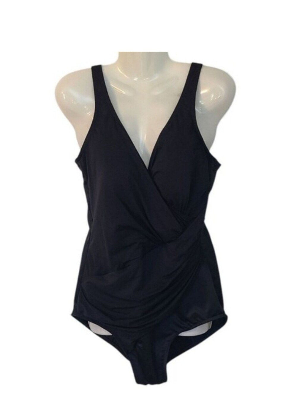 Miraclesuit Oceanus Black Ruched Soft Cup Wireless One Piece Swimsuit